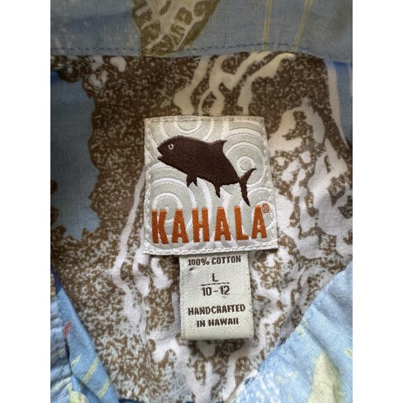 Kahala Hawaiian Shirt Boys Sz Large 10/12 Button Down Short Sleeve Fish - Picture 3 of 8